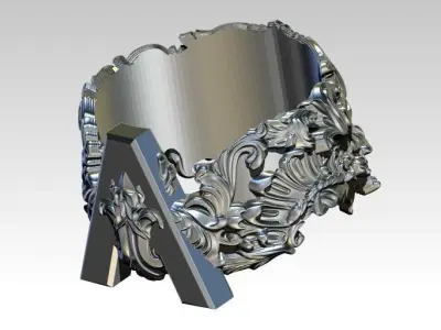 Letter  A Initial Top Crown Kindom Carving Ring Best Super AAA 3D print model