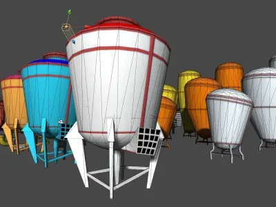 Cartoon industrial props Low-poly 3D model