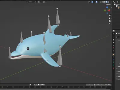 Low Poly - Cartoon Dolphin 1 Rigged Low-poly 3D model