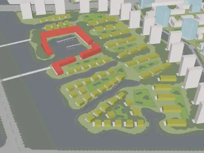 Urban highrise building building ancillary building commercial 3D model purchase