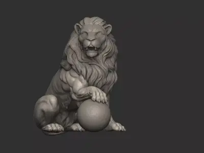 Spanish Parliament Lion Statue 1865 Neoclassical Bronze Lion 3D print model