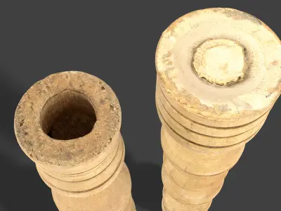 Vintage Wooden Candlestick  Free low-poly 3D model