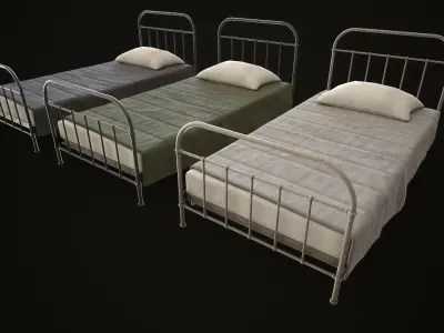 Old metal Bed Low-poly 3D model