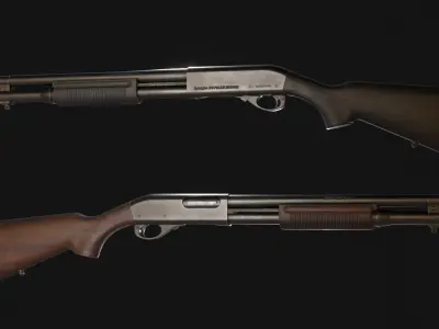 Remington 870 Police Magnum 12 Gauge Shotgun Pack - Game Asset Low-poly 3D model