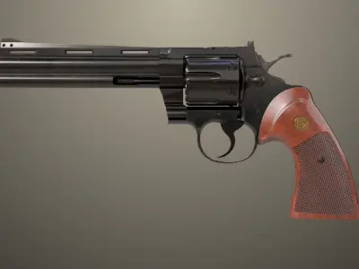Revolver 05 Black Colt Python All PBR Unity UE Textures Low-poly 3D model