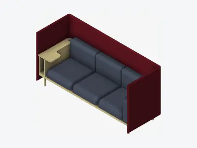 Furniture - Sofa - Contemporary - Flame - Work Shelf - Left Low-poly 3D model
