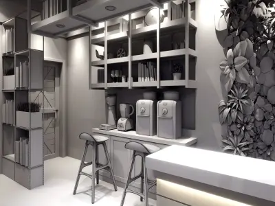 Industrial Barber Shop Interior Design 3D model