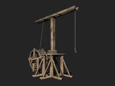 Medieval Treadwheel Crane Low-poly 3D model purchase
