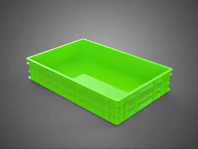 STANDARD GREEN SHALLOW PALLET STORAGE PLASTIC CRATE BOX TRAY BIN 3D model
