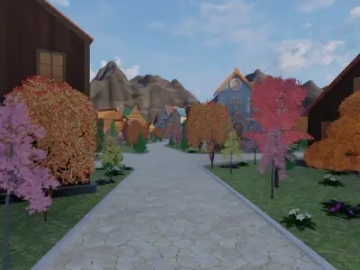 Charming Autumn Village 3D model