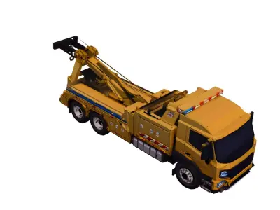 Low Poly Tow Truck Service Vehicle Model PBR Texture Low-poly 3D model