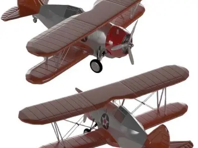 Grumman F2F-USA WW2 PLANE Low-poly 3D model
