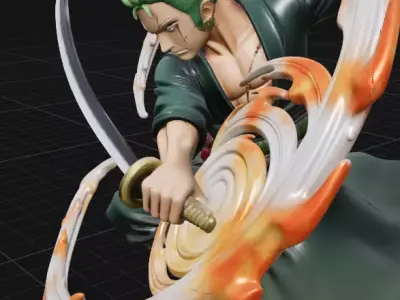 Anime Swordsman Action Figure STL  Single Part Statue 3D print model