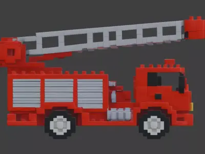Voxel RC Fire Truck 3D Model Low-poly 3D model