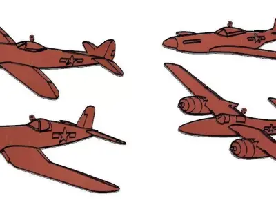 WWII US Fighter Christmas ornament collection 3D print model