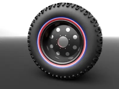 LSMW-0111 Military Truck Wheel Low-poly 3D model 3D model