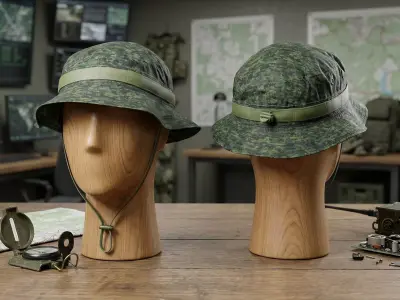 Military Digital Camo Boonie Hat Low-poly 3D model