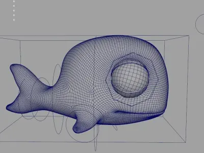whale cartoon with rig 3D model
