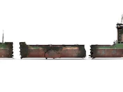 Burned and destroyed ship 3D model