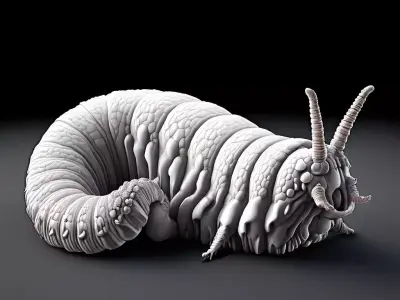 Fantasy Caterpillar Creature 3D Model Low-poly 3D model