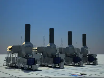 GasTurbine group of steam turbines Free 3D model