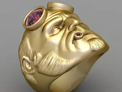 Pink Diamond Antique Gents Signet Ring 3D print model