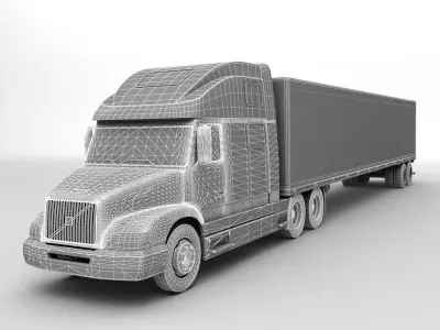 Volvo Semi Truck With Box Trailer 3D model