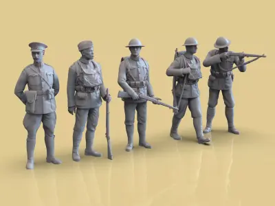 WW1 US Soldiers 3D Models Pack  American Infantry STL  3D print model
