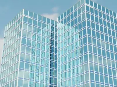 Skyscraper glass office building with sky Free 3D model