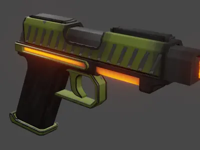 Sci-fi pistol Low-poly 3D model 4