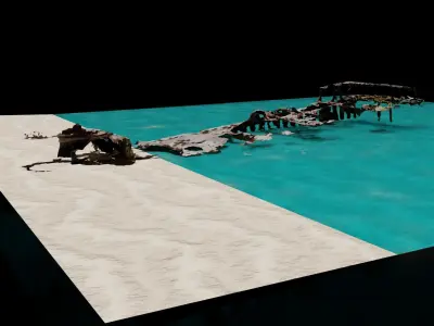 Shipwreck bridge in water 3D model