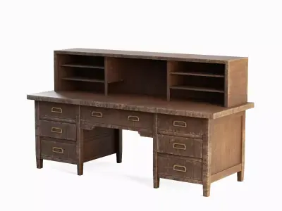 Antique Wooden Desk 01 Low-poly 3D model