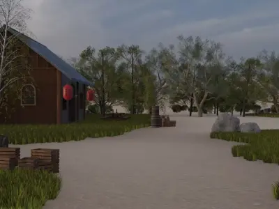 Traditional Village Scene 3D model