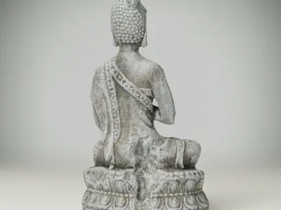 Statue of Buddha covered with frost and snow Low-poly 3D model Free low-poly 3D model