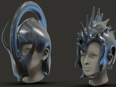 50 Model of warrior helmet-weapons and armor-Vol 03 Low-poly 3D model