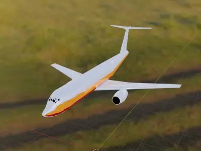 Fictional Twin Engine T-Tail Jetliner 7N7-100 Inspired Low-poly 3D model