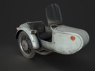 Motorcycle Sidecar Dnepr Low-poly 3D model