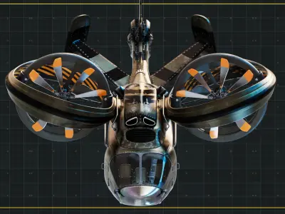 NIVA Sci Fi Helicopter Multipurpose Low-poly 3D model