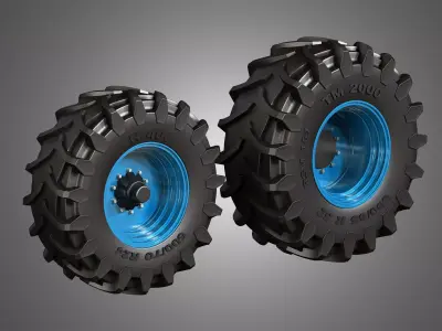 Tractor Tires  and Rims - T01 3D model