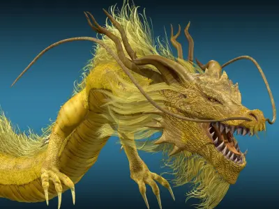 Golden Chinese Dragon 3D model