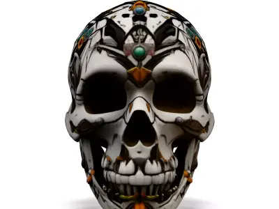 Cyberpunk Robotic Skull HighDetail Model Low-poly 3D model