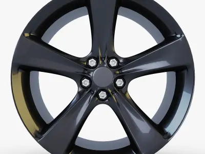 Style 128 wheel black Mid Poly Low-poly 3D model