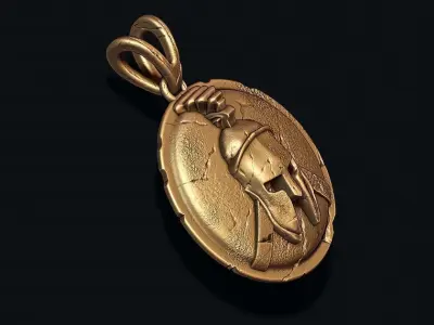 Spartan Helmet Shield pendant 3D print model