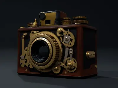 Industrial stylized camera vintage Low-poly 3D model