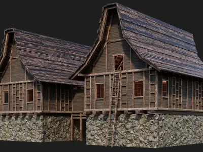 Old Medieval House Building 4K Textures GameReady 108 Low-poly 3D model