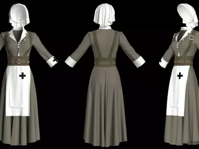 5 Battlefront Nurse Uniform Pack 3D model