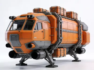 Sci-Fi Heavy Cargo Overland Transport 3d model Low-poly 3D model