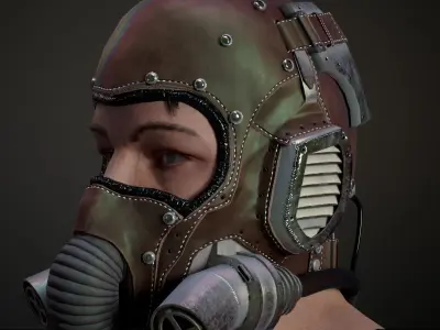 Pilot head with helmet Low-poly 3D model