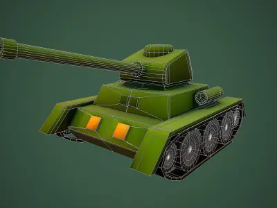TANK CARTOON STYLIZED WAR TOY  Low-poly 3D model