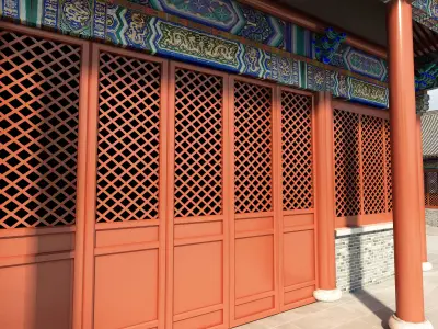 Chinese ancient architecture Low-poly 3D model 3